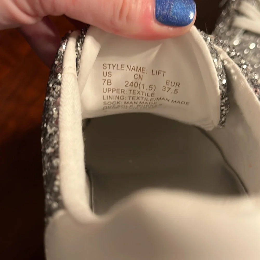 Kate Spade New York Lift Glitter Sneaker Silver Size 7